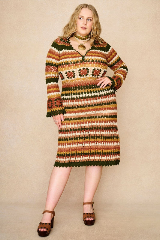 Sedona Striped Crochet Dream Midi Dress
