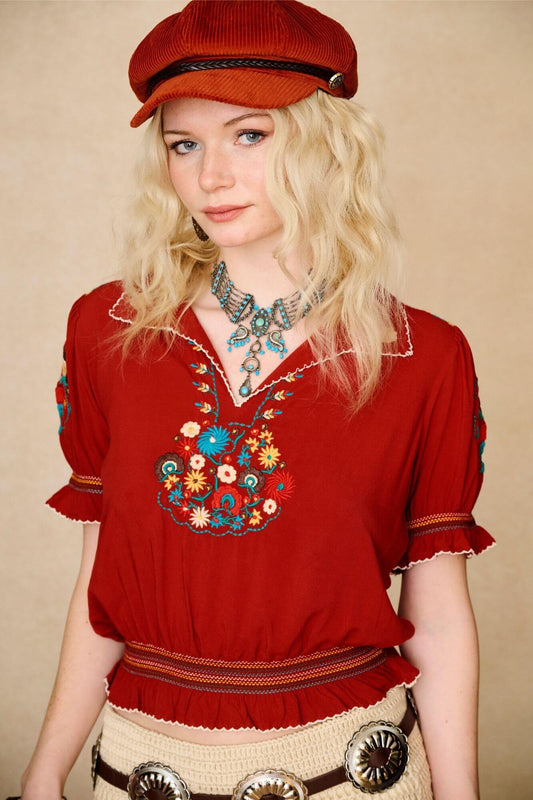 Rosalie Red Penny Lane Blouse – Floral