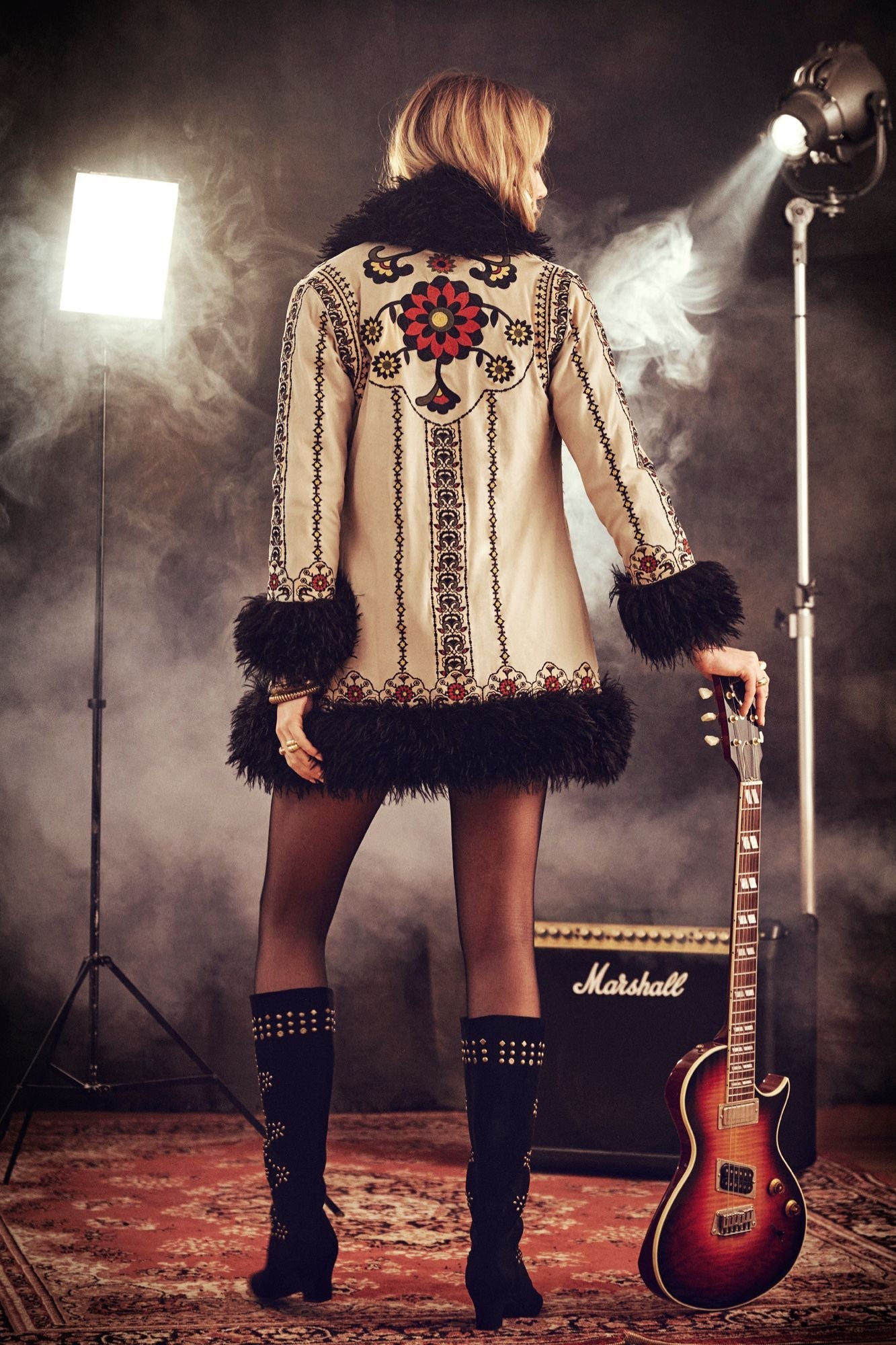 Rebel Revolver Studded Long Boots – Black