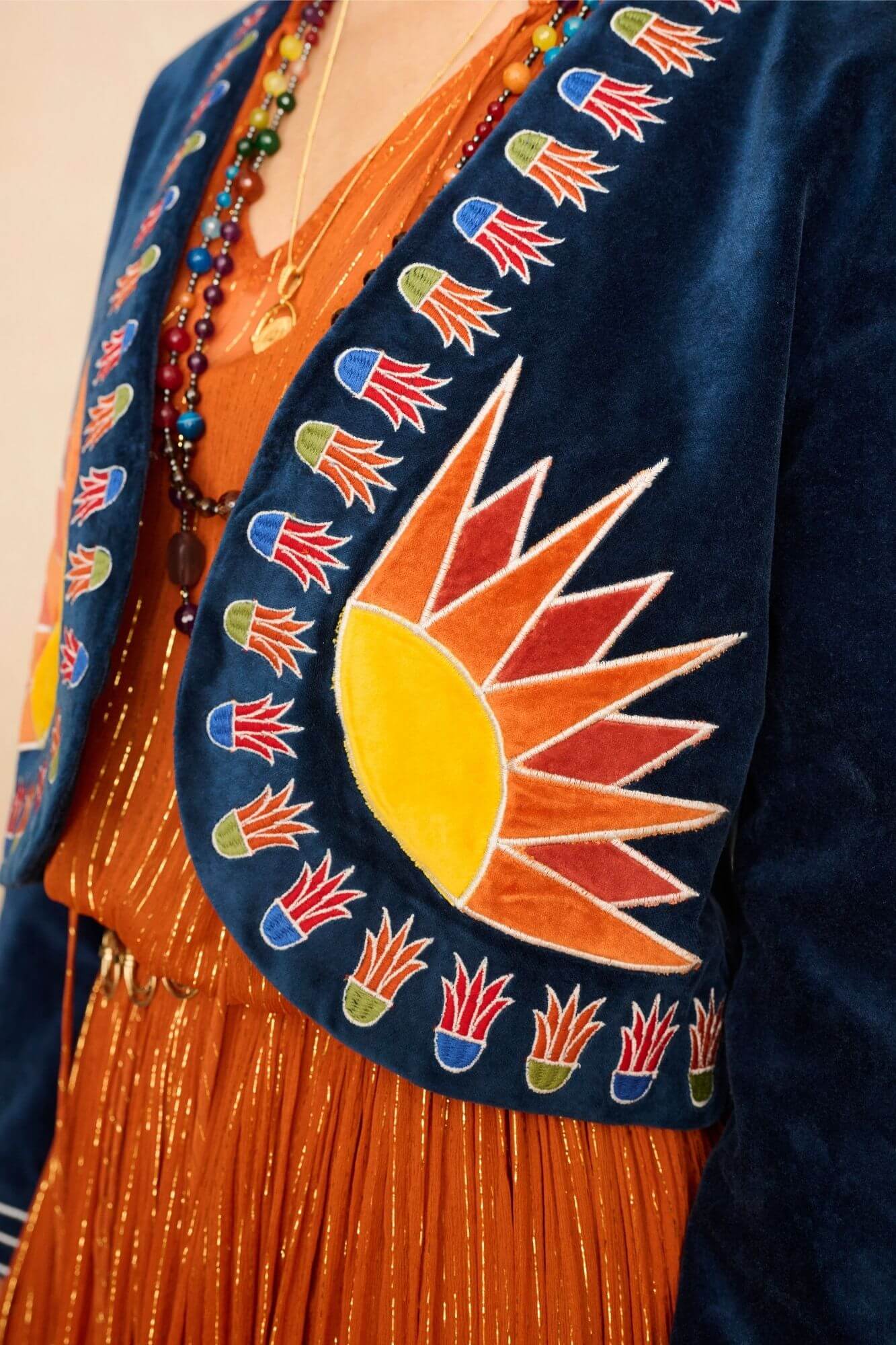 Zodiac Velvet Embroidered Jacket – Blue