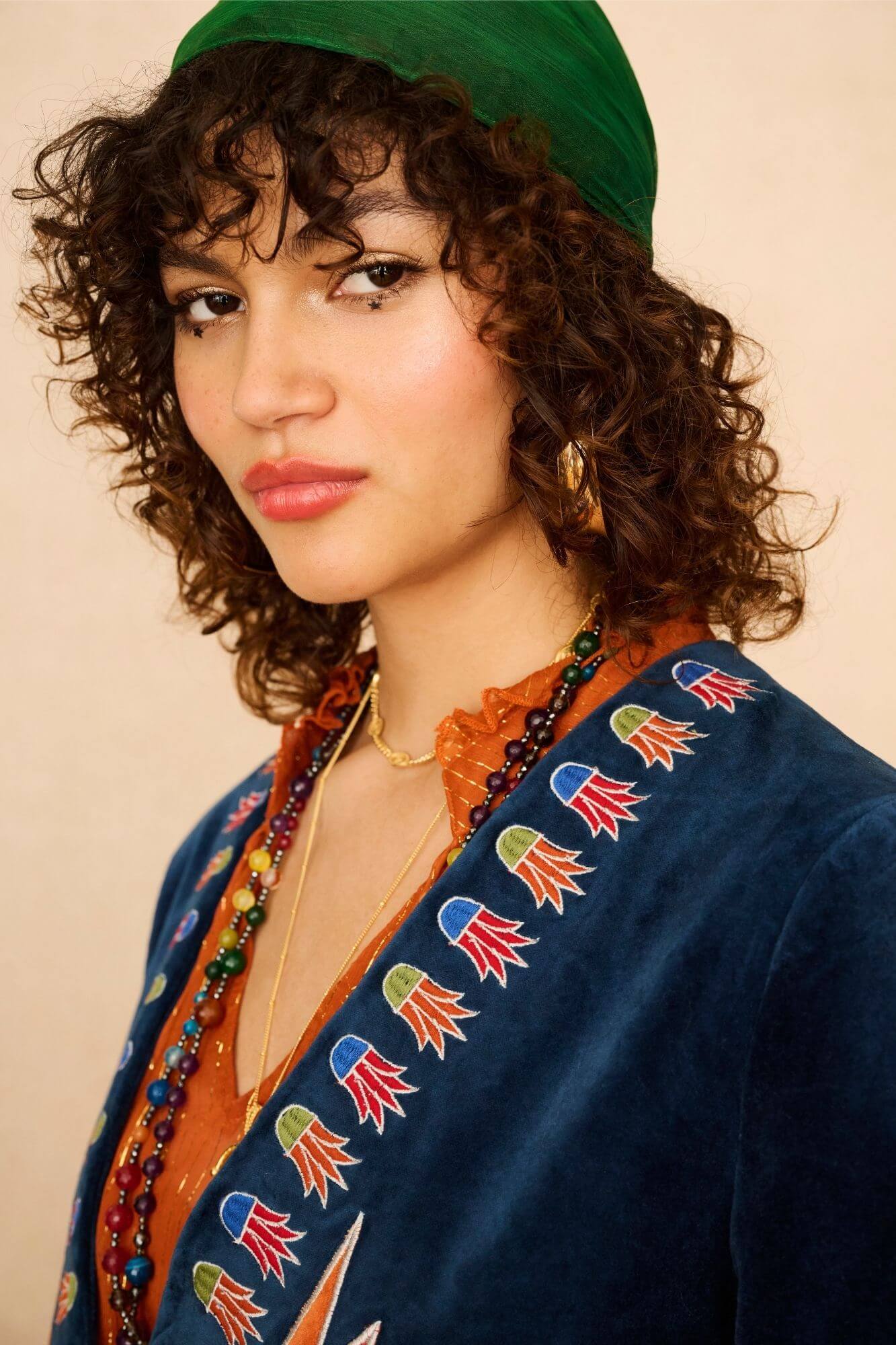 Zodiac Velvet Embroidered Jacket – Blue